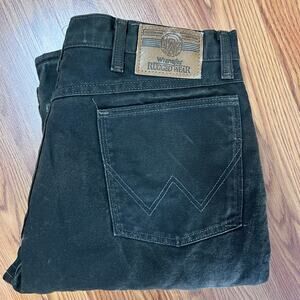 VTG Wrangler Mens 36x32 Brown Fleece Lined Straight Denim Mid Rise Workwear USA